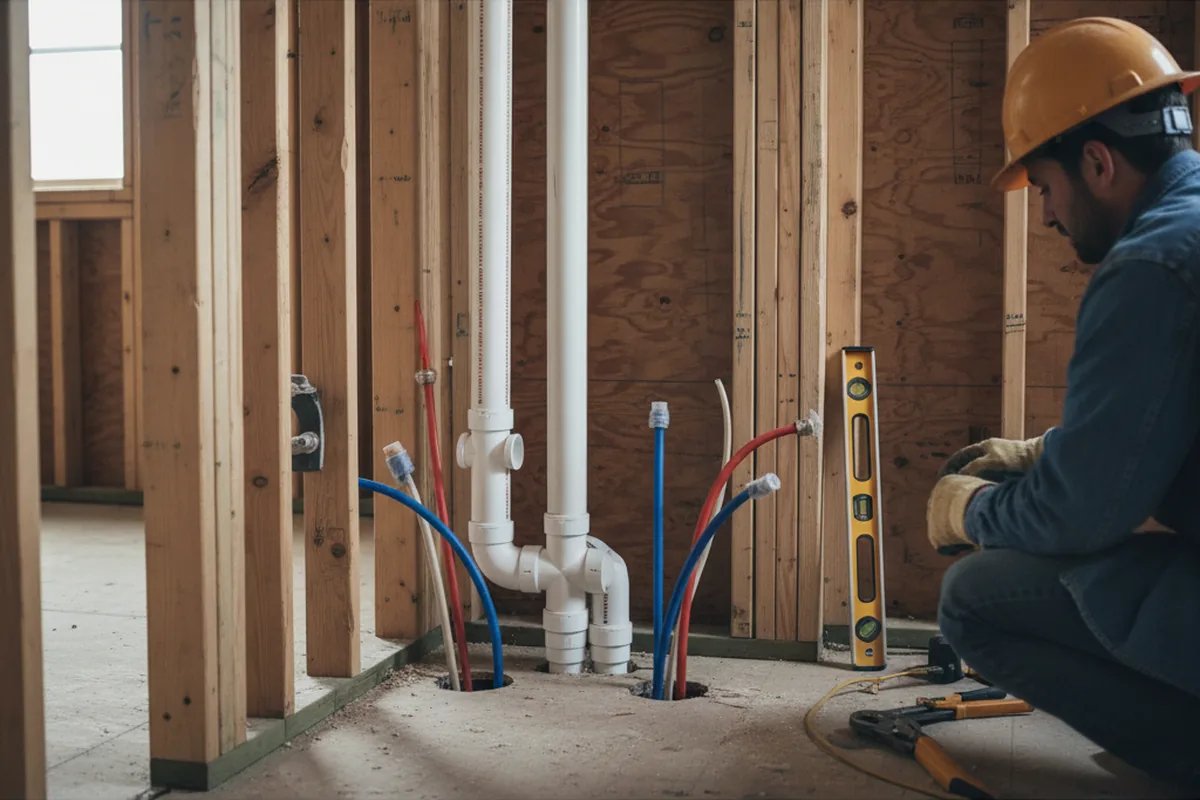 Drain and supply rough-in during Drain Cleaning in Redkey