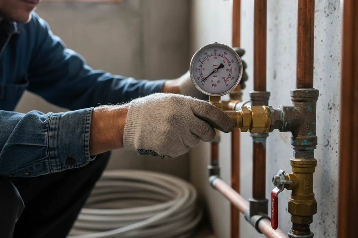 Pressure testing a repaired line during Water Line Repair in Redkey